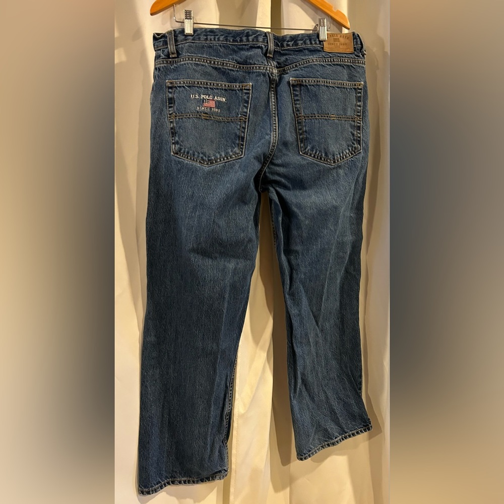 90s VTG US POLO ASSN. Carpenter Jeans USA Flag Logo 38X30 Wide Leg Y2K Baggy
